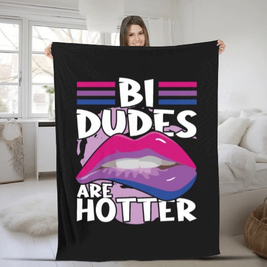 Bi Dudes Are Hotter Bisexual Pride Flag Lips Fleece Blankets
