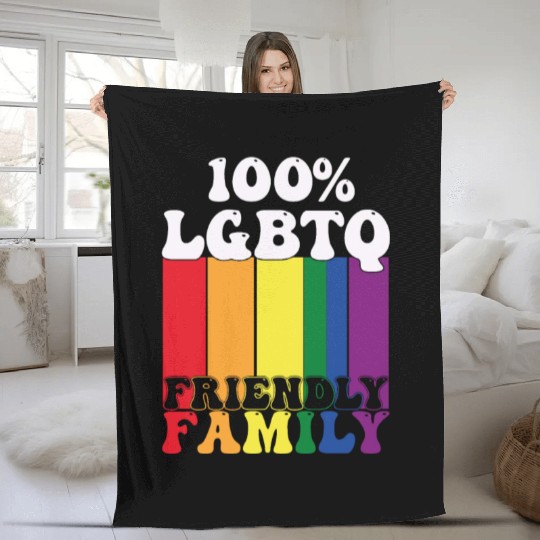 LGBTQ Friendly Family Gay Pride Month Rainbow Fleece Blankets