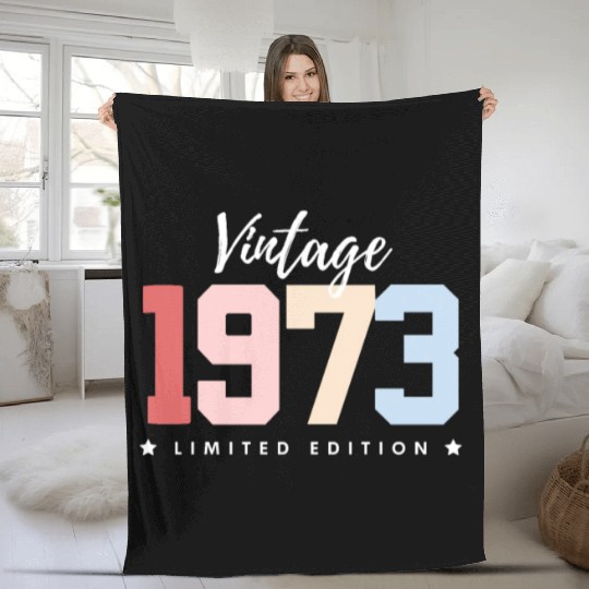 50 Years Vintage 1973 Retro 50th Birthday Fleece Blankets