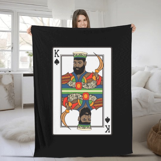 King Spades African American Card Halloween Fleece Blankets