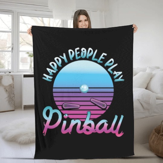 Happy People Play Pinball Retro 80s Fleece Blankets