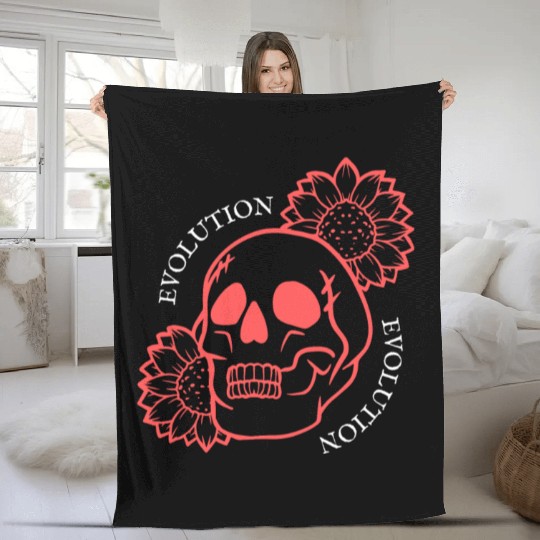 Skull Evolution Fleece Blankets