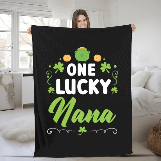 One Lucky Nana Grandma Granny St. Patricks Day Fleece Blankets