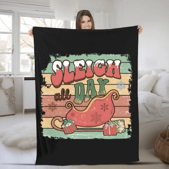 Sleigh all day Fleece Blankets