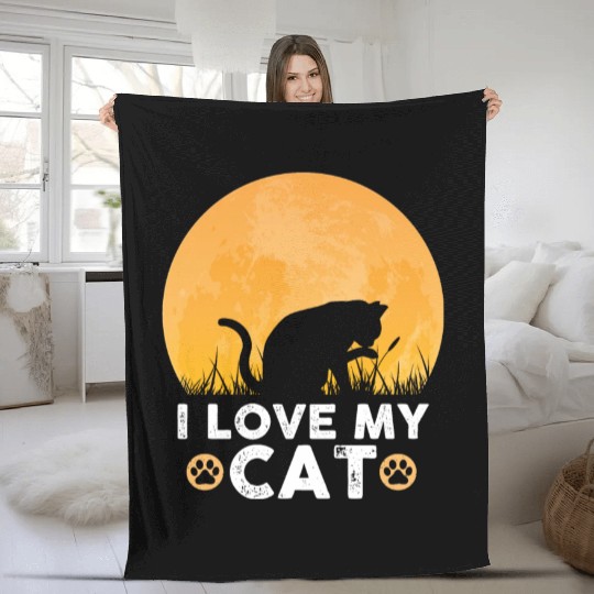 I love my cat Fleece Blankets