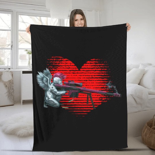 Gaming is my Valentine Gamers Valentines Day Cupid Fleece Blankets