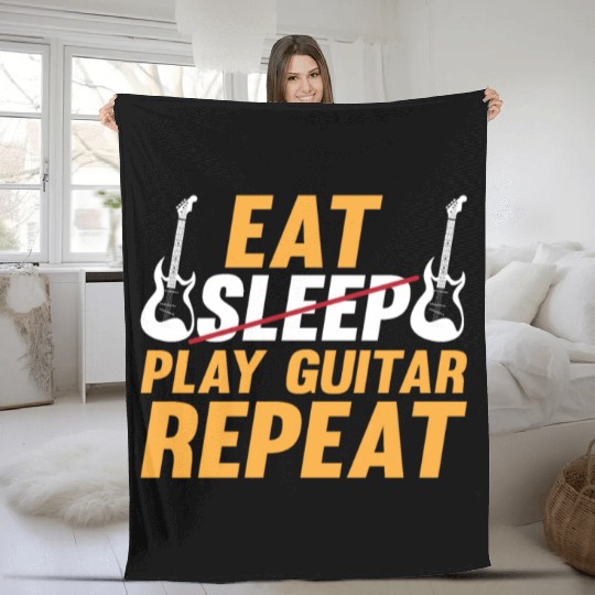 Funny Guitarist Bass Guitar - Eat Sleep Play Guita Fleece Blankets