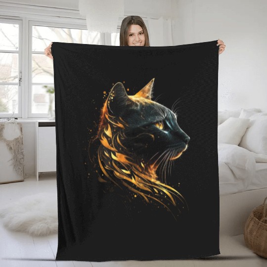 Cat Art Design Cute Cat Mom Meow Paws I Love Cats Fleece Blankets