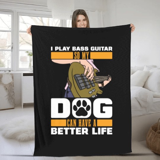 Bass Guitar Bassist Dog Fleece Blankets