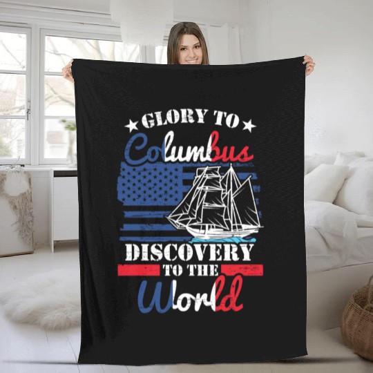 Glory To Columbus 1942 American Italian Fleece Blankets