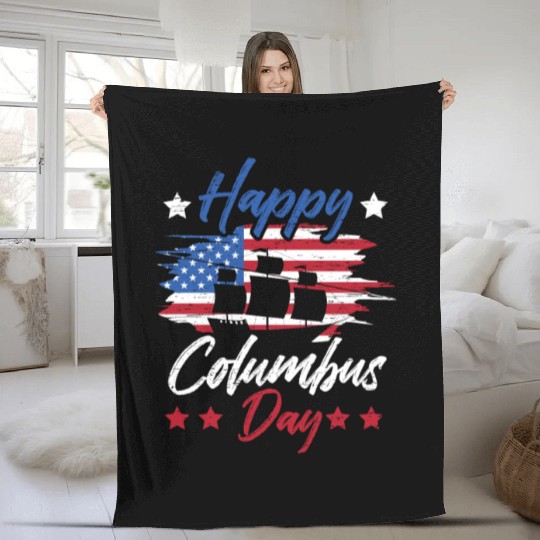 Columbus Day 1942 American Italian Christopher Fleece Blankets