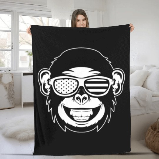 Chimpanzee Orangutan Monkey Head Monkey Fleece Blankets