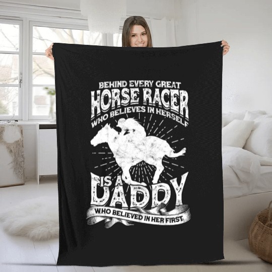 Horse Racing Equestrian Horseback Horse Racer Fleece Blankets