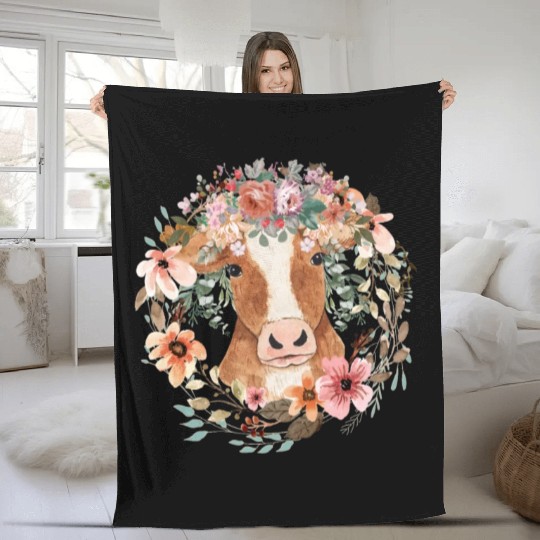 Sally Moo Fleece Blankets