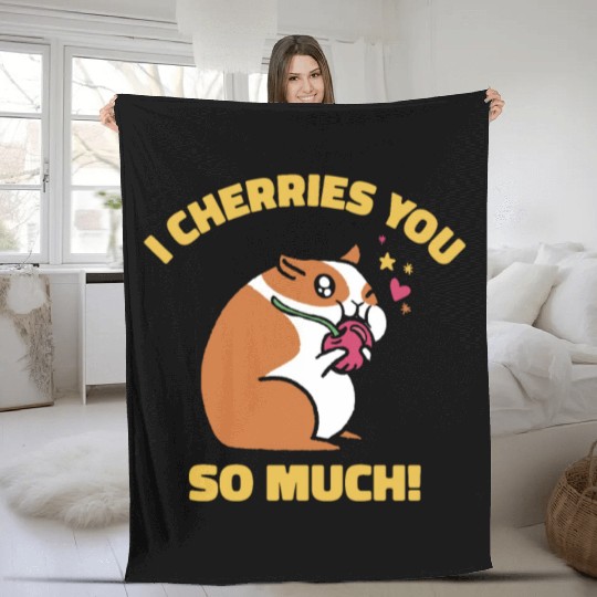 Cute Animal Hamster Cherry Pet Food Pet Hamster Fleece Blankets
