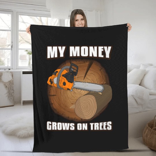 chainsaw Lumberjack Fleece Blankets