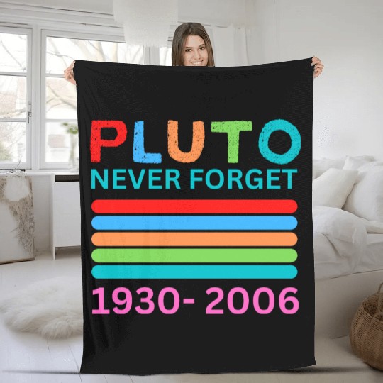 Pluto Never Forget Retro Space Science Pluto Fleece Blankets