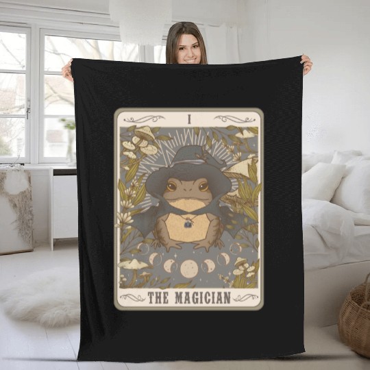 The Magician Tarot Card The Frog Vintage Funny Fleece Blankets