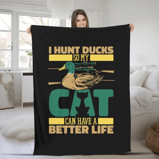 Duck Hunting Cat Fleece Blankets