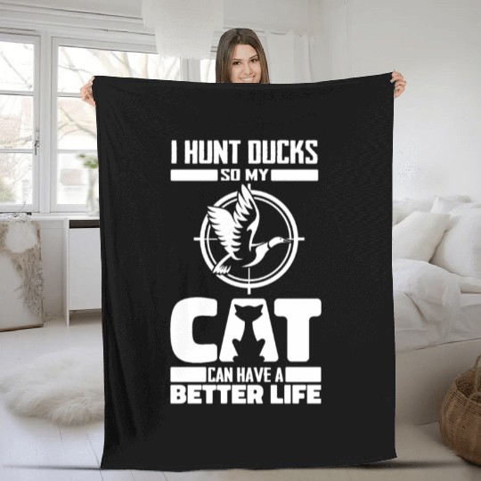 Duck Hunting Cat Fleece Blankets