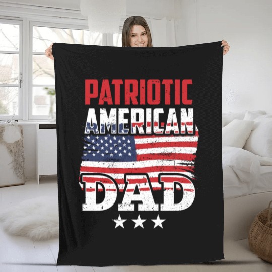 Patriotic American Dad Patriot US USA Fleece Blankets