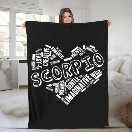 Scorpio Heart Word Cloud Doodle Astrology Zodiac S Fleece Blankets