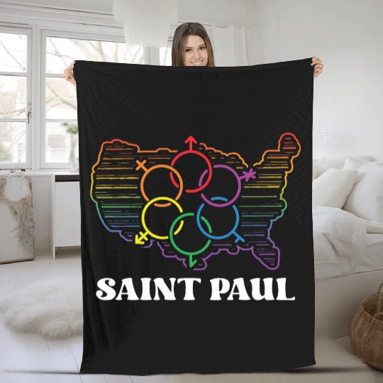 Saint Paul Pride Flag Pride Month LGBTQ Flag LGBT Fleece Blankets