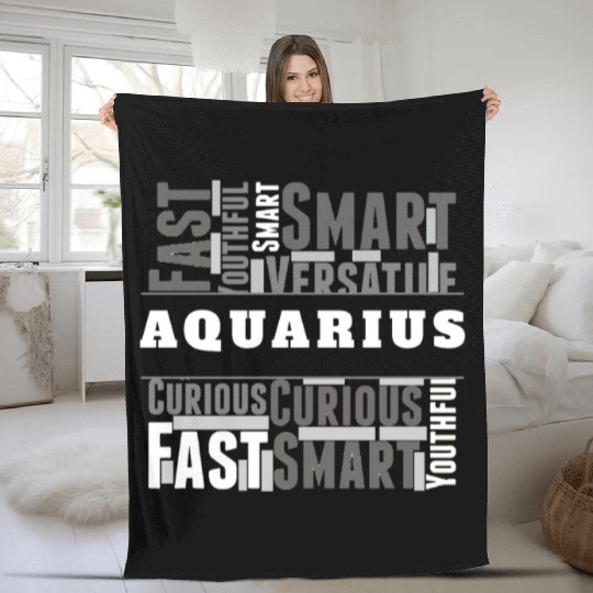 Aquarius Zodiac Star Sign Word Cloud Square Monoch Fleece Blankets