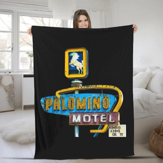 Route 66 Neon Palomino Motel Tucumcari, New Mexico Fleece Blankets