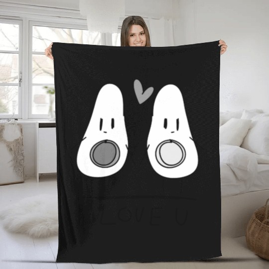 i love you avocado couple food Fleece Blankets
