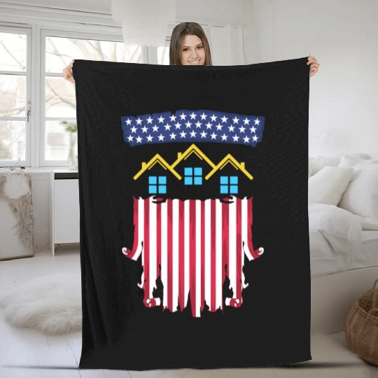 Proud American Patriotic USA Flag Realtor Real Est Fleece Blankets