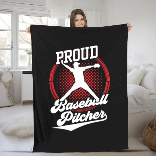 Proud Baseball Pitcher Player Hobby Sayings Fleece Blankets