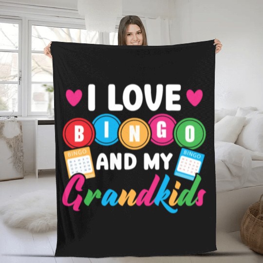 I Love Bingo And My Grandkids Casino Bingo Grandma Fleece Blankets