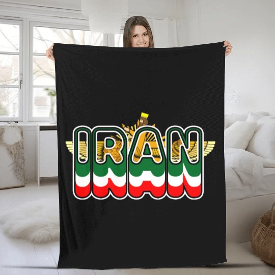 Iran Lion Sun Farvahar Fleece Blankets