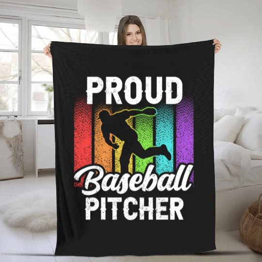 Proud Baseball Pitcher Sayings Player Hobby Fleece Blankets