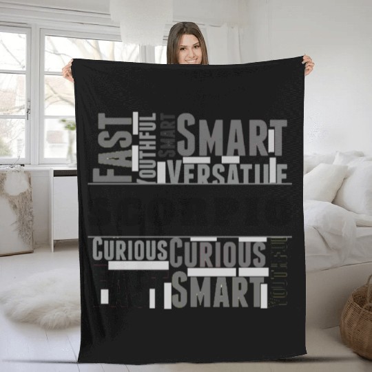 Scorpio Zodiac Star Sign Word Cloud Square Monochr Fleece Blankets