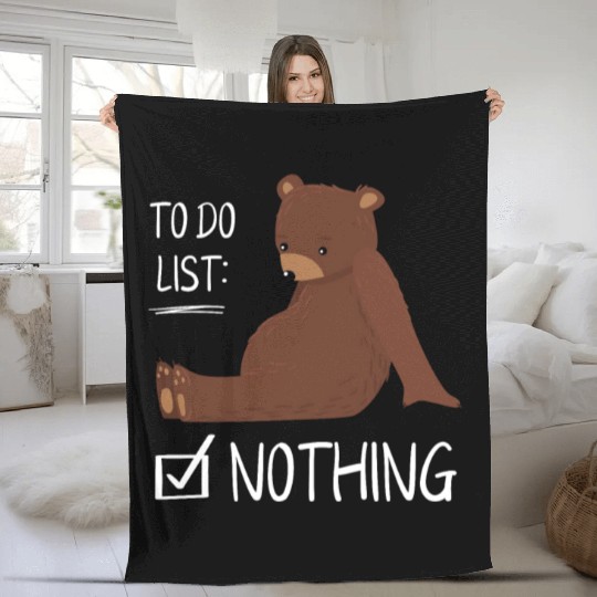 To Do List Nothing Bear Sleep Fleece Blankets