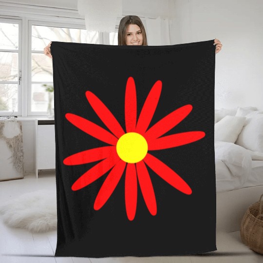 Red and Yellow Daisy Fleece Blankets