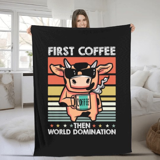 Cow Cattle Coffee Sunglasses Fleece Blankets