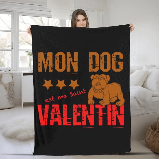 Copy of Copy of my dog is my valentine day 2022776 Fleece Blankets