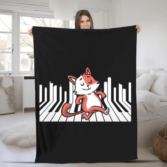 Piano Cat Musician Musical Instrument Pianist Fleece Blankets