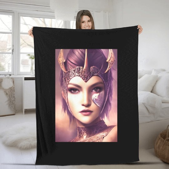 Warrior princess wearing gothic plate dark fantasy Fleece Blankets
