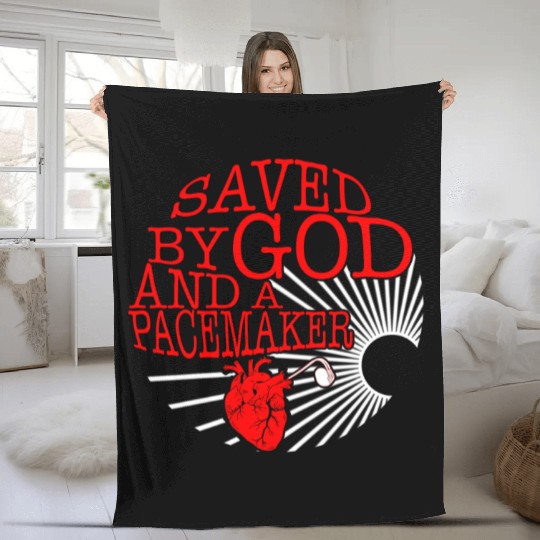 Saved By God And A Pacemaker Fleece Blankets, CHD Awareness