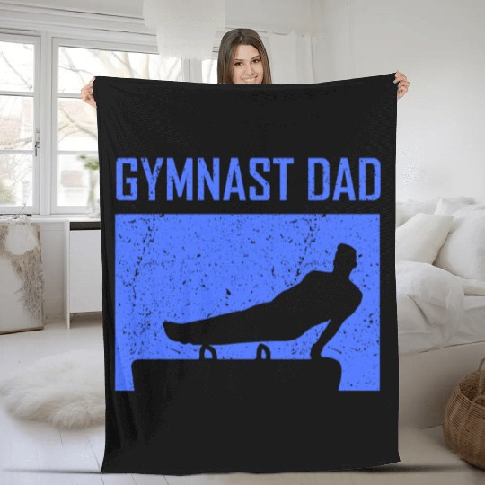 Gymnast Dad Sports Gymnasts Lover Gymnastics Fleece Blankets