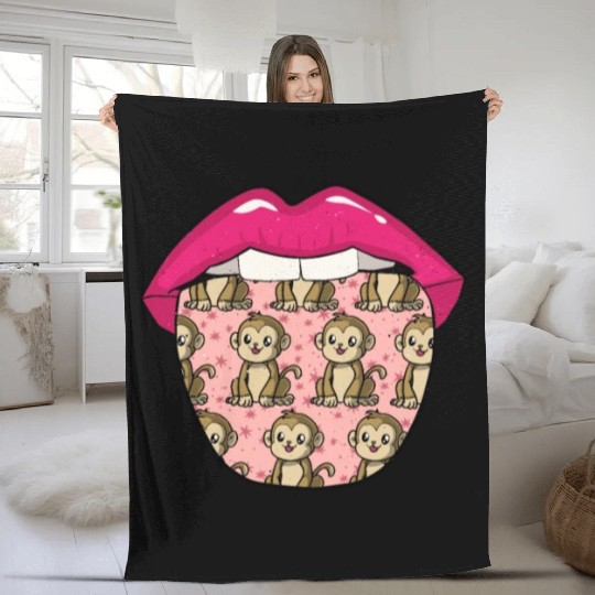 Monkey Lips Fleece Blankets