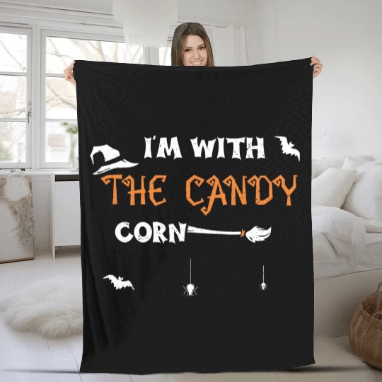I'm With The Candy Corn Fleece Blankets