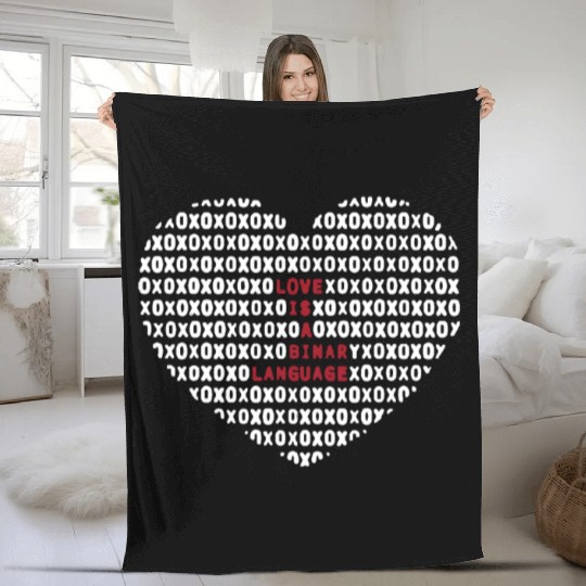 Love Is A Binary Language Programmer Geeks Valenti Fleece Blankets
