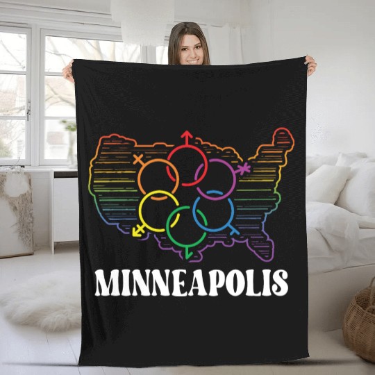 Minneapolis Pride Month Pride Flag LGBT Community Fleece Blankets