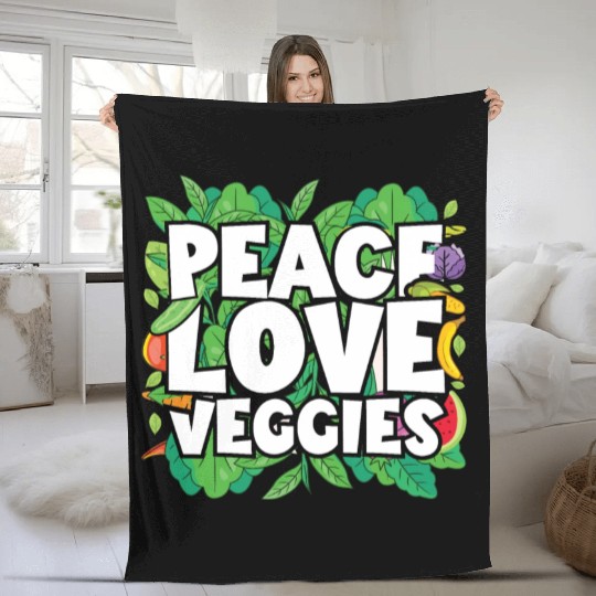 Peace, Love, Veggies Fleece Blankets
