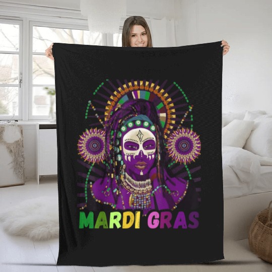 Voodoo Queen Magic Mardi Gras Fleece Blankets